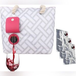 YOOMIK Beach Wine Tote Bag with 3x Wine Bladder Bag